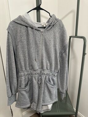 For Love & Lemons Heather Gray Zip Romper